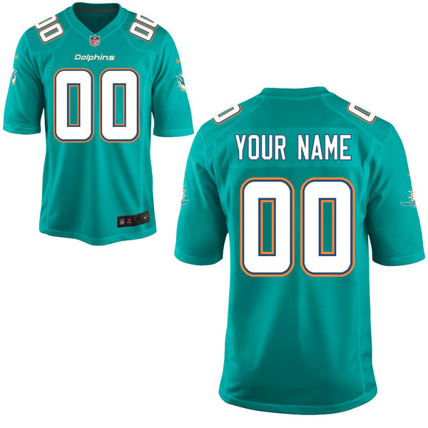 Nike Miami Dolphins Customized Aqua Green Stitched Youth NFL Jersey